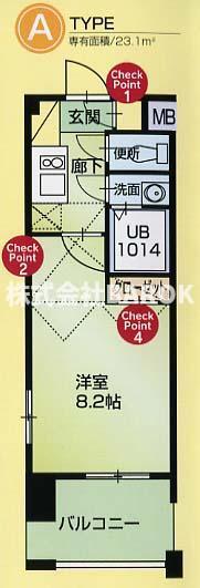 ORIENT 60V-TOWER天神(1K/10階)の間取り写真
