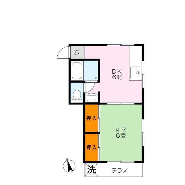 ハイツ谷塚(1DK/1階)の間取り写真