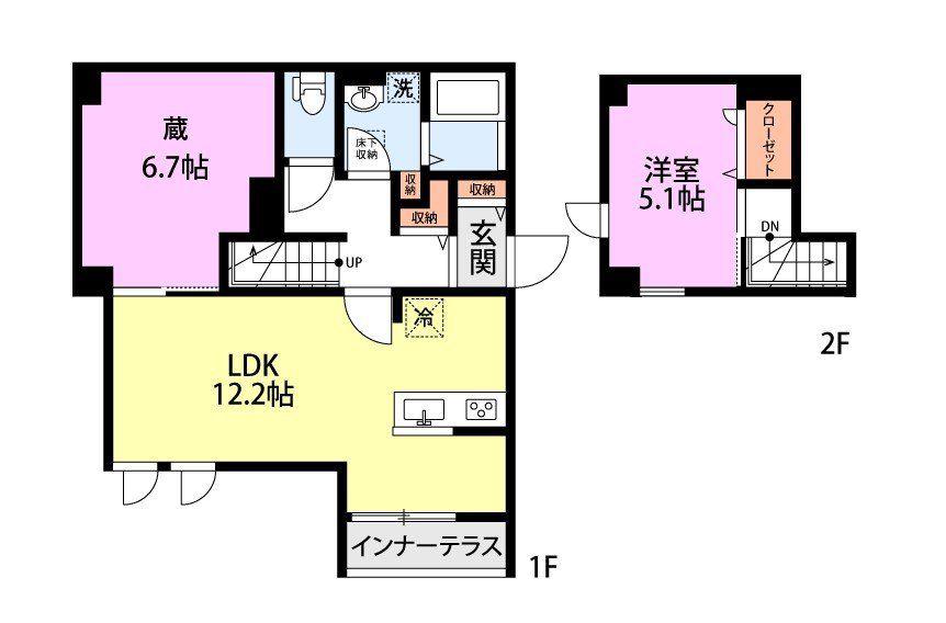 戸田市新曽計画(1LDK/1階)の間取り写真