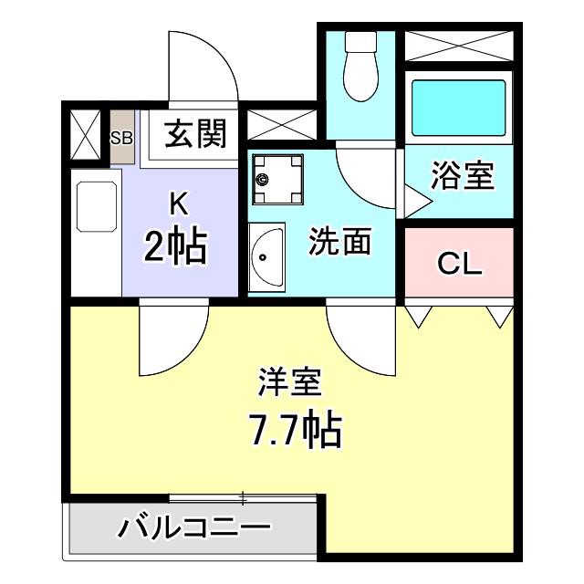 BELL DOME(1K/1階)の間取り写真