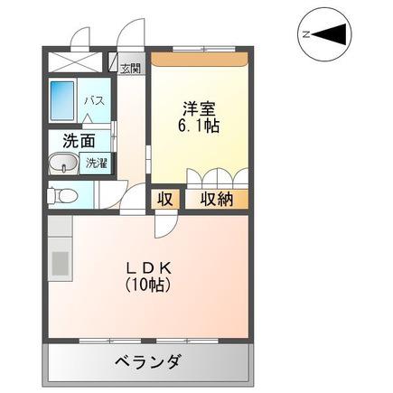ディアエンジェル(1LDK/2階)の間取り写真