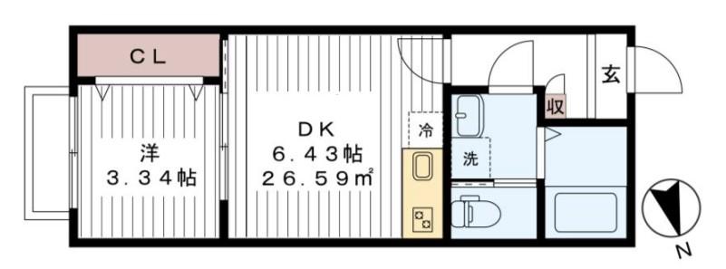 リロアン新松戸(1DK/1階)の間取り写真