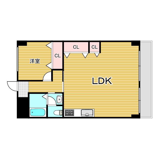 渡辺ハイツ(1LDK/4階)の間取り写真