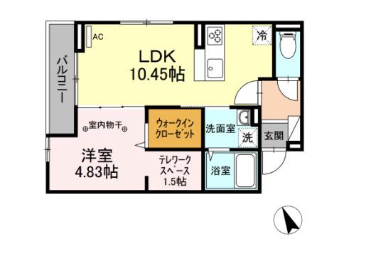 メゾン グランシャリオ(1LDK/2階)の間取り写真
