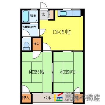 豊コーポ(2DK/1階)の間取り写真
