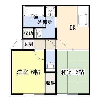 セジュールさつきII(2DK/1階)の間取り写真