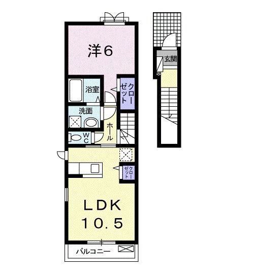 シャンデポワールII(1LDK/2階)の間取り写真
