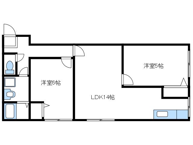ウェルシー長谷(2LDK/5階)の間取り写真