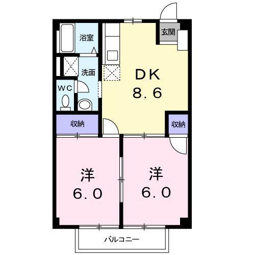 メゾン辻(2DK/2階)の間取り写真
