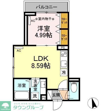 ラリュール鷺宮(1LDK/3階)の間取り写真