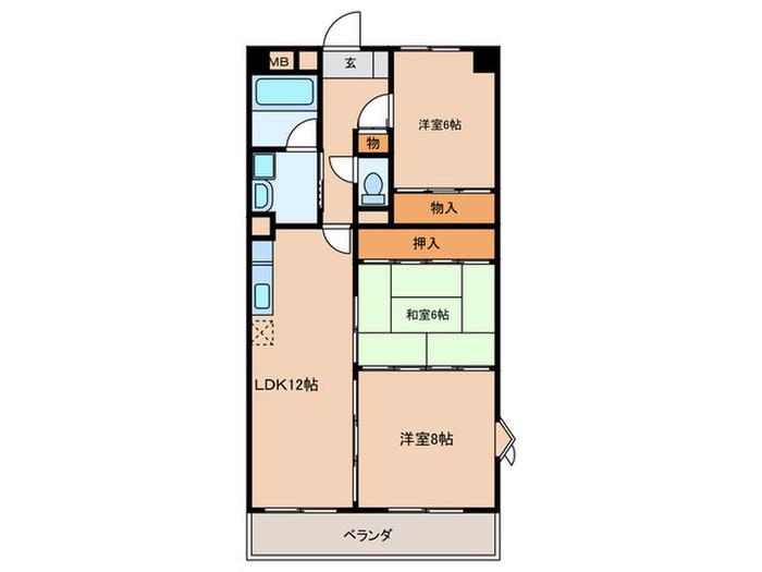 第2伊佐ビル(3LDK/5階)の間取り写真