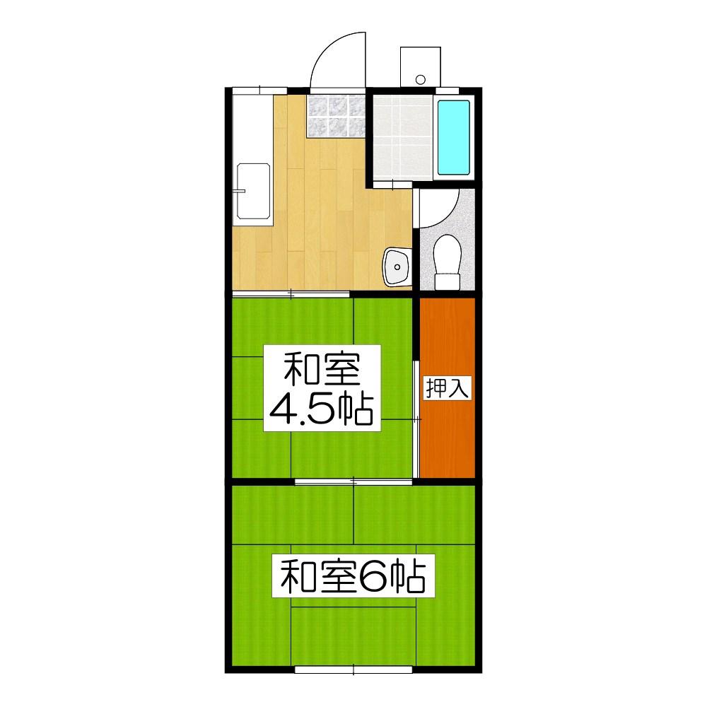 CASA坂脇(2K/2階)の間取り写真