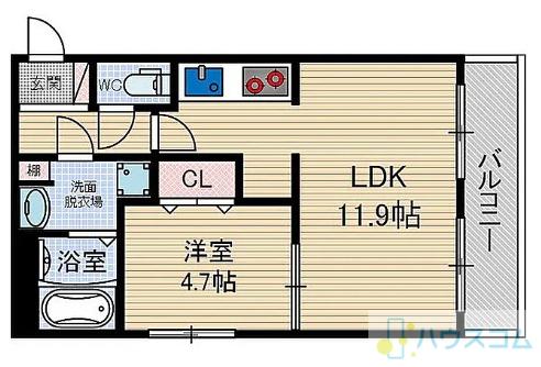 マーヴェラス稲葉(1LDK/3階)の間取り写真