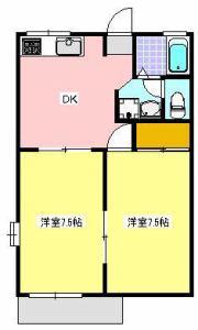 DUECASA(2DK/2階)の間取り写真