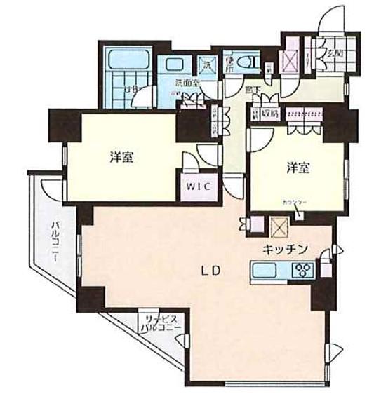 CAVANA南青山(2LDK/2階)の間取り写真