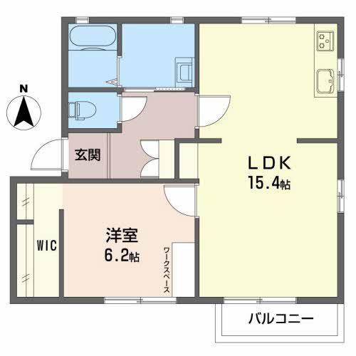 エバーグリーン B(1LDK/2階)の間取り写真