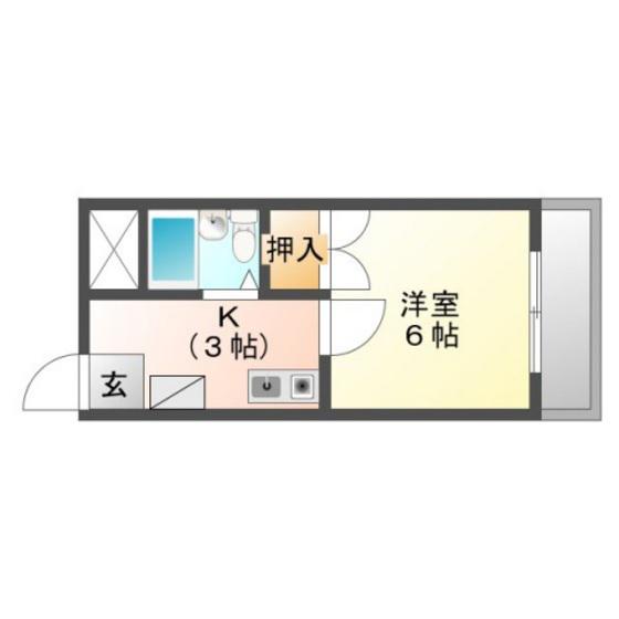 ベル旭町(1K/2階)の間取り写真