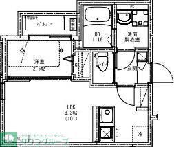 KEIAI RESIDENCE 北野(1LDK/2階)の間取り写真