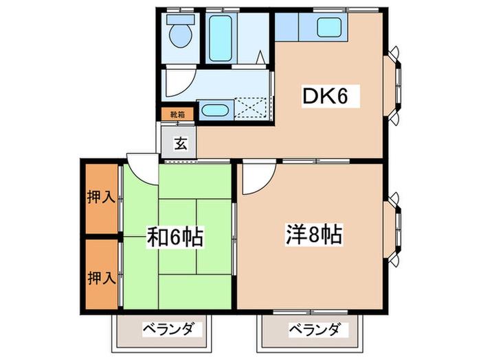 第2あけぼの荘(2DK/2階)の間取り写真
