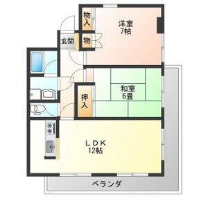 江戸屋ハイツ(2LDK/5階)の間取り写真