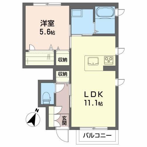 シャーメゾン カスターニエ(1LDK/1階)の間取り写真