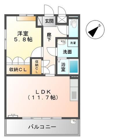フォレスト・グレイス(1LDK/2階)の間取り写真