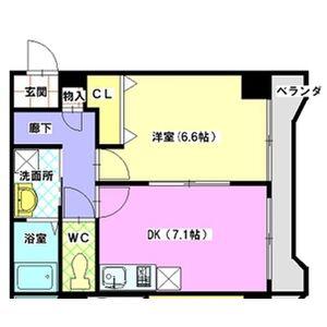 ユタカマンション(1DK/1階)の間取り写真