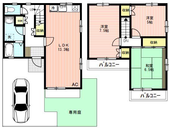 ブリージングタウン百草園(3LDK/1階)の間取り写真