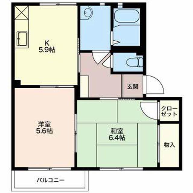 フォーレス砂田B(2K/2階)の間取り写真