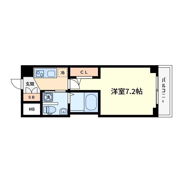 ラシーヌ天王寺町南(1K/3階)の間取り写真