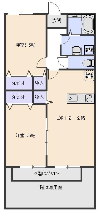 クレール・F(2LDK/2階)の間取り写真