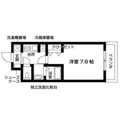 グレースコート御陵(1K/1階)の間取り写真