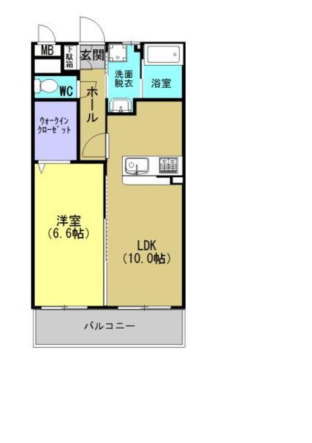 サンライズ富高 東(1LDK/3階)の間取り写真
