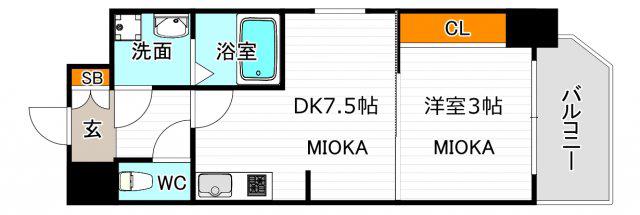 ソア長居駅前(1K/4階)の間取り写真