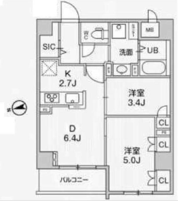 ALIVIS中野(2DK/2階)の間取り写真