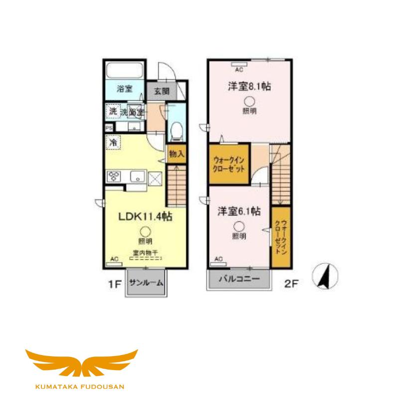 トリシア小山(2LDK/1階)の間取り写真