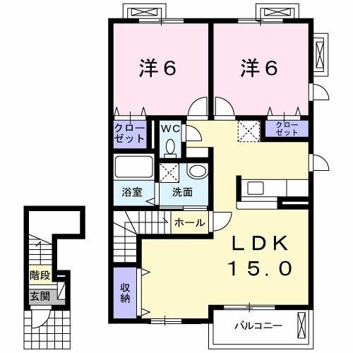 サンリット カニラ A(2LDK/2階)の間取り写真