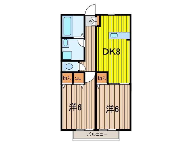 DEMEURE TOMOWA(2DK/2階)の間取り写真