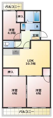 伊藤ハイツ(3LDK/3階)の間取り写真