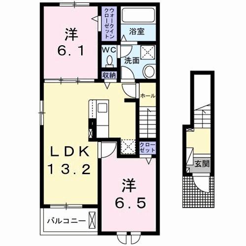 レジデンス フジ A(2LDK/2階)の間取り写真