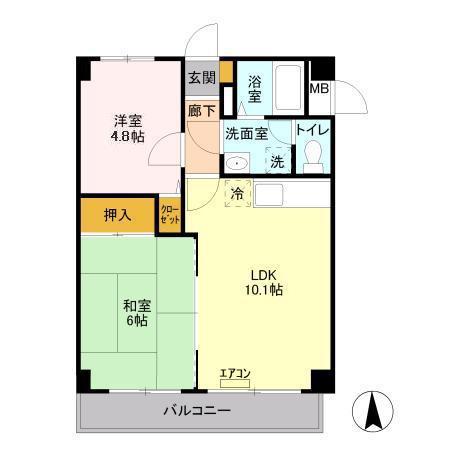 アムール(2LDK/3階)の間取り写真