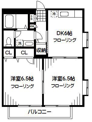 SILVI COLA(2DK/1階)の間取り写真