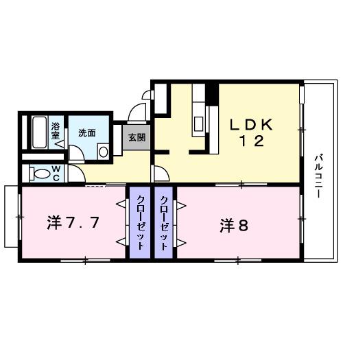フォレスタフィウーメ(2LDK/1階)の間取り写真