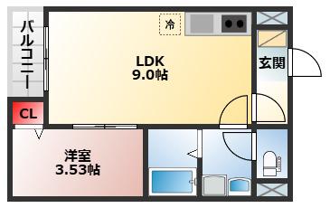 FSTYLE西取石5号館(1LDK/2階)の間取り写真