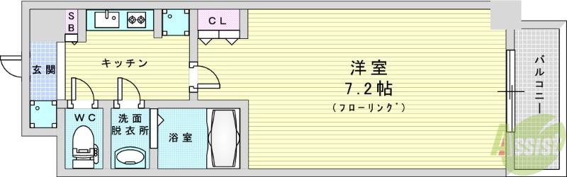 W-STYLE新大阪Ⅱ(1K/6階)の間取り写真