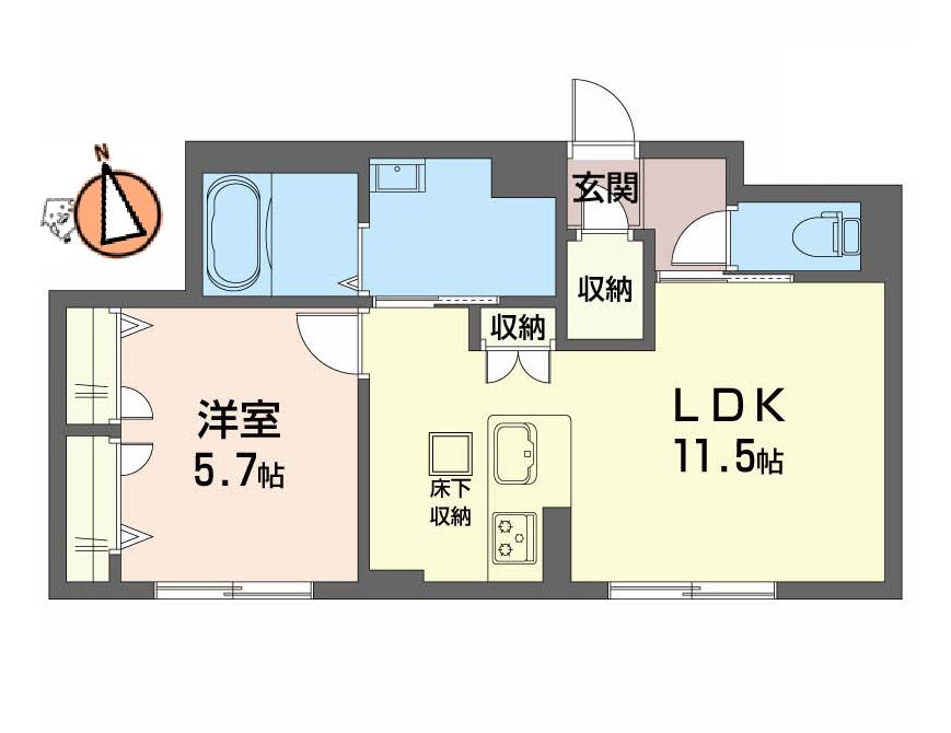 FORENABRUN徳島(1LDK/1階)の間取り写真