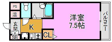 ハイウッズ長田(1K/1階)の間取り写真