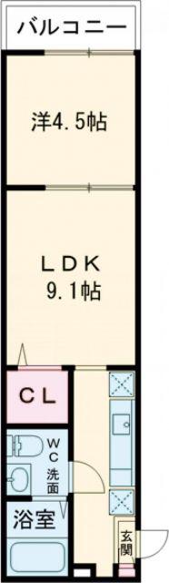MQUARTO福生(1LDK/3階)の間取り写真