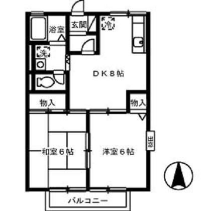 サンタウン21(2DK/2階)の間取り写真