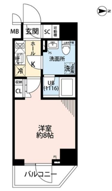 プレール・ドゥーク住吉IV(1K/2階)の間取り写真